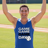 Game Game Day Baseball Mens Tank Top Bold Sports Fan Graphic TRUE ROYAL - 3480 - FRONT