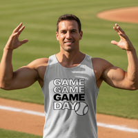 Game Game Day Baseball Mens Tank Top Bold Sports Fan Graphic SILVER - 3480 - FRONT