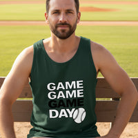 Game Game Day Baseball Mens Tank Top Bold Sports Fan Graphic Forest - 3480 - FRONT