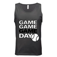 Game Game Day Baseball Mens Tank Top Bold Sports Fan Graphic DARK GREY - 3480 - FRONT