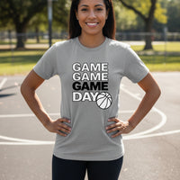 Game Game Day Basketball Ladies T-Shirt Bold Sports Fan Graphic ATHLETIC HEATHER - 6004 - FRONT