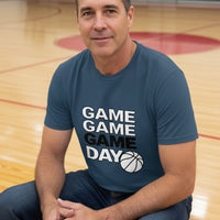 Game Game Day Basketball Mens T-Shirt Bold Sports Fan Graphic  MIDNIGHT NAVY - 3600 - FRONT