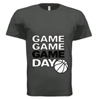 Game Game Day Basketball Mens T-Shirt Bold Sports Fan Graphic Graphite Black - 3600 - FRONT