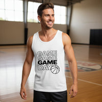 Game Game Day Basketball Mens Tank Top Bold Sports Fan Graphic  WHITE - 3480 - FRONT