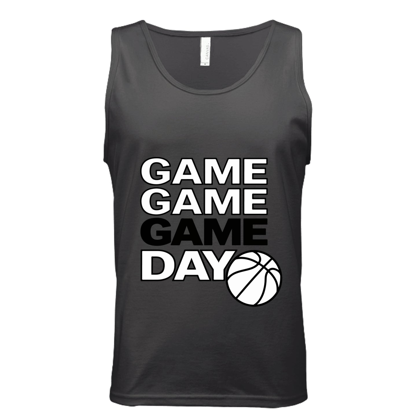 Game Game Day Basketball Mens Tank Top Bold Sports Fan Graphic DARK GREY - 3480 - FRONT