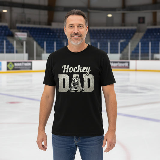 Hockey Dad Athlete Pride – Proud Hockey Father Sports T-Shirt BLACK - FRONT