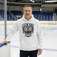 Hockey Dad Hoodie Graphic Design – Monochrome Sports-Inspired Artwork WHITE - FRONT