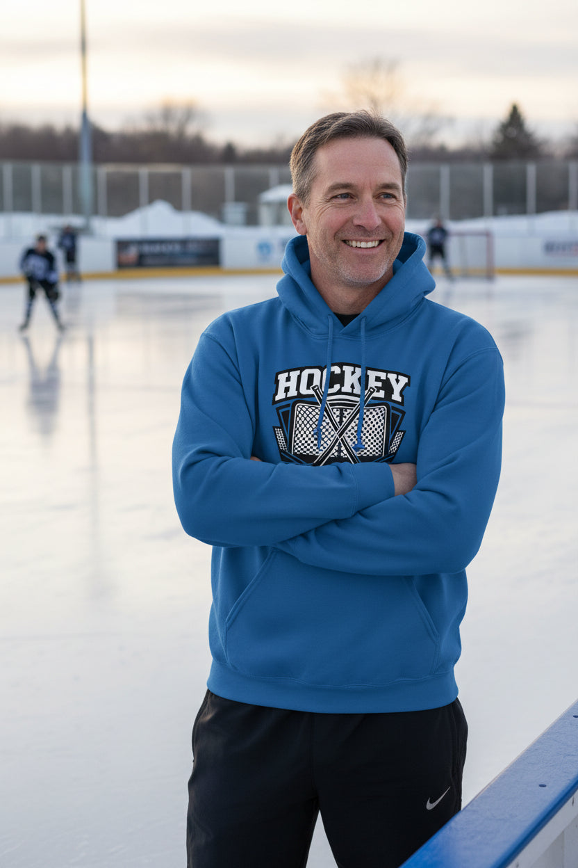Hockey Dad Hoodie Graphic Design – Monochrome Sports-Inspired Artwork Royal - FRONT