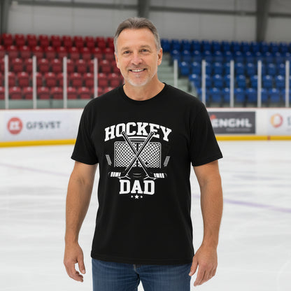 Hockey Dad T-Shirt Graphic Design – Monochrome Sports-Inspired Artwork BLACK - FRONT