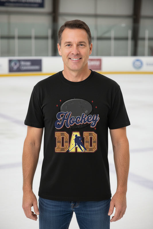 Hockey Dad T-Shirt Vintage Player Silhouette Fan Design BLACK - 3600 - FRONT