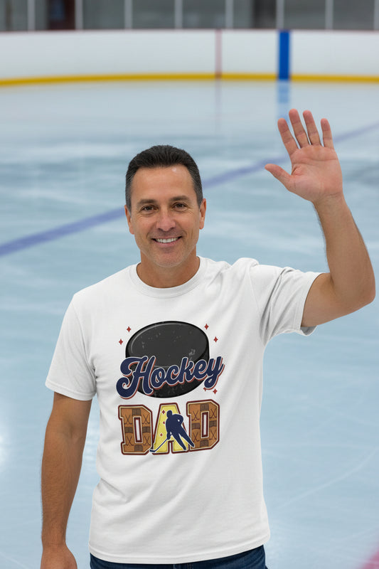 Hockey Dad T-Shirt Vintage Player Silhouette Fan Design White - 3600 - FRONT