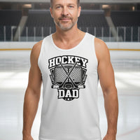 Hockey Dad Tank Top Graphic Design – Monochrome Sports-Inspired Artwork WHITE - FRONT