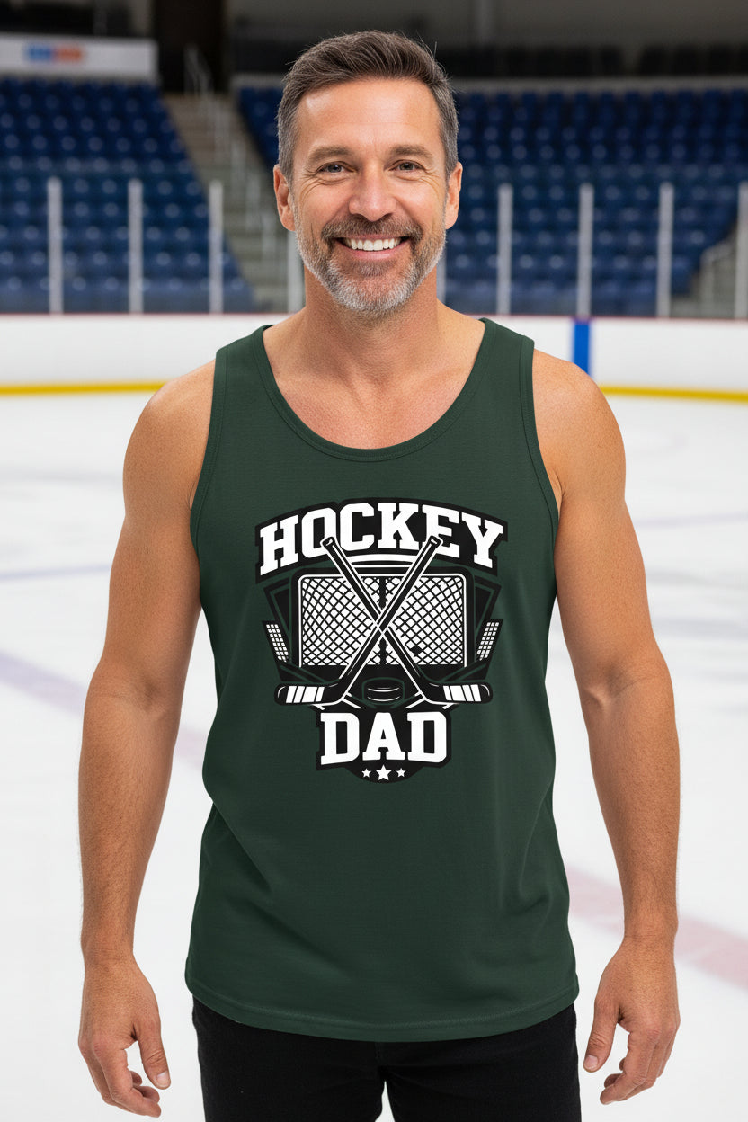 Hockey Dad Tank Top Graphic Design – Monochrome Sports-Inspired Artwork Forest - FRONT