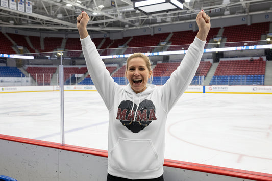 Hockey Mama Heart Hoodie - Athletic Pride Mom Spirit  WHITE - FRONT