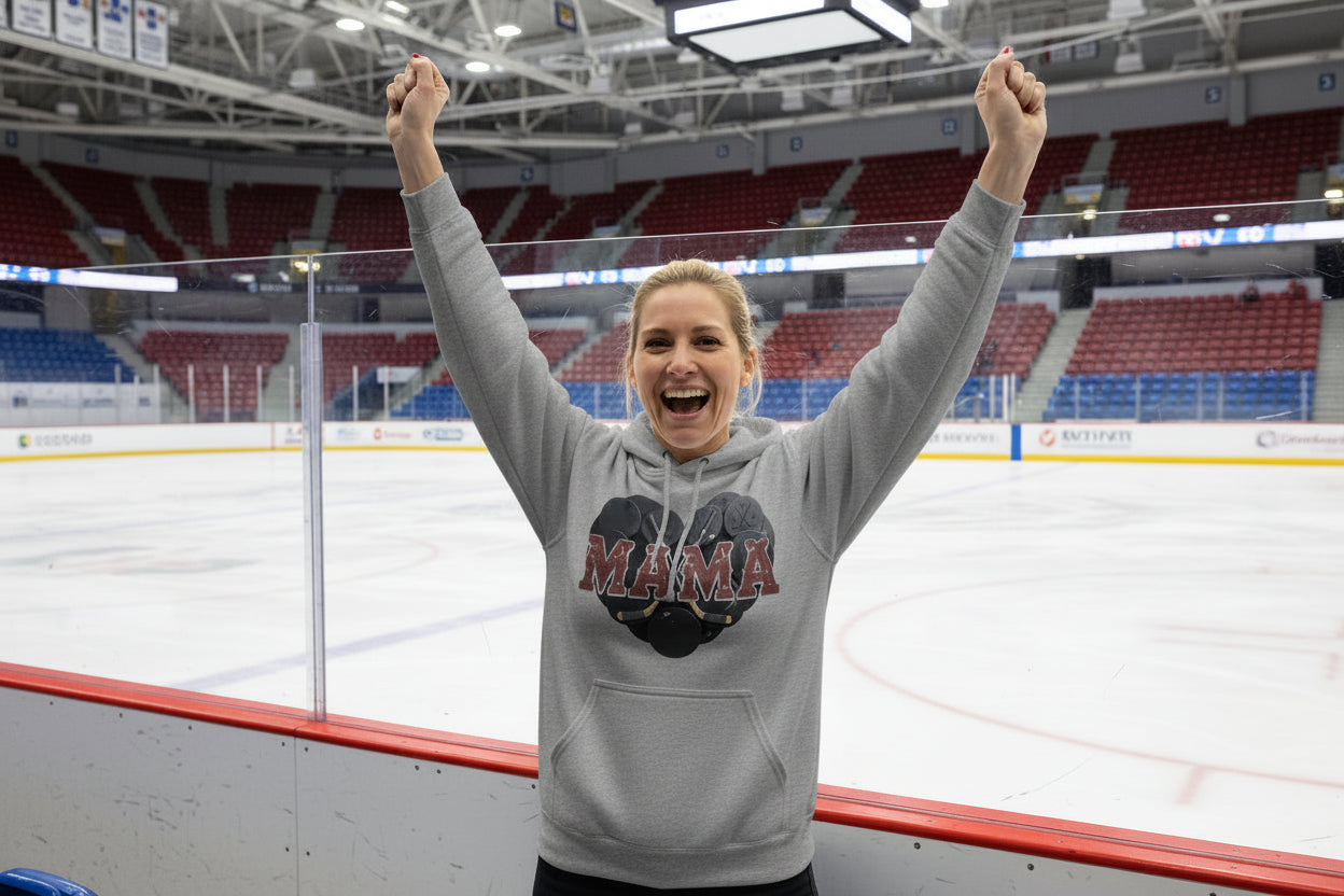 Hockey Mama Heart Hoodie - Athletic Pride Mom Spirit  SPORT GREY - FRONT