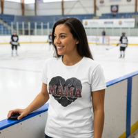 Hockey Mama Heart T-Shirt- Athletic  Pride Mom Spirit WHITE - FRONT