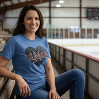Hockey Mama Heart T-Shirt- Athletic Pride Mom Spirit HTHR TRUE ROYAL - FRONT
