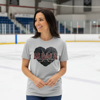 Hockey Mama Heart T-Shirt- Athletic Pride Mom Spirit ATHLETIC HEATHER - FRONT
