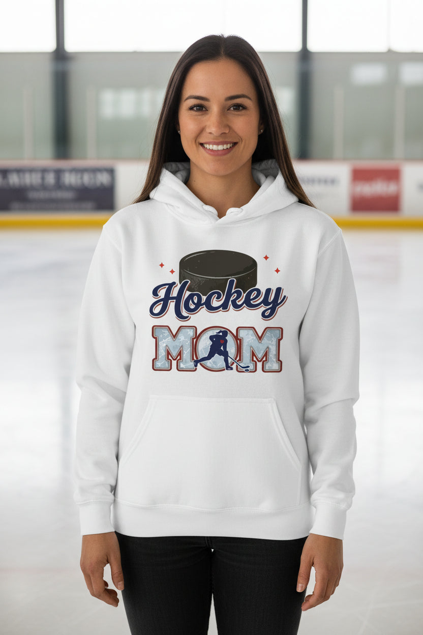 Hockey Mom Heartbeat Hoodie Proud Sports Family Design WHITE - SF500 - FRONT