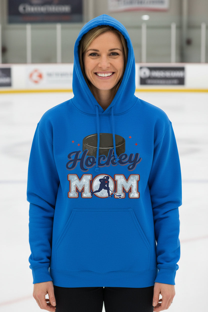 Hockey Mom Heartbeat Hoodie Proud Sports Family Design Royal - SF500 - FRONT