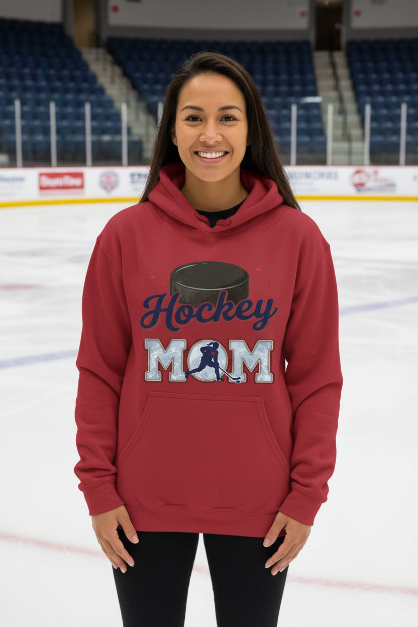 Hockey Mom Heartbeat Hoodie Proud Sports Family Design RED - SF500 - FRONT