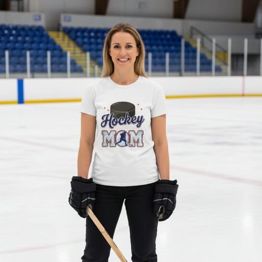 Hockey Mom Heartbeat T-Shirt Proud Sports Family Design WHITE - 6004 - FRONT