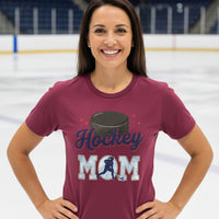 Hockey Mom Heartbeat T-Shirt Proud Sports Family Design MAROON - 6004 - FRONT