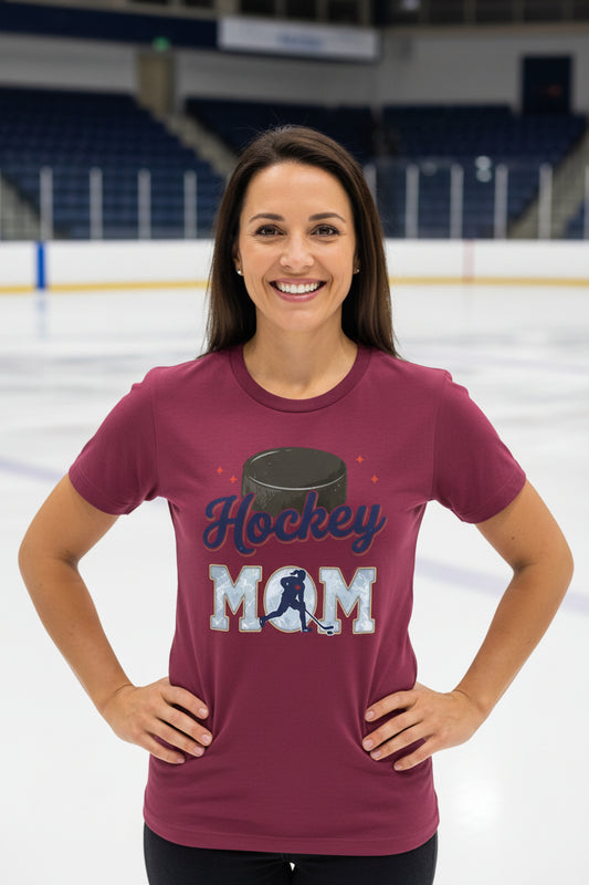 Hockey Mom Heartbeat T-Shirt Proud Sports Family Design MAROON - 6004 - FRONT
