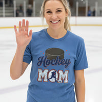 Hockey Mom Heartbeat T-Shirt Proud Sports Family Design HTHR TRUE ROYAL - 6004 - FRONT