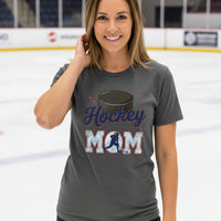 Hockey Mom Heartbeat T-Shirt Proud Sports Family Design DRK GREY HEATHER - 6004 - FRONT