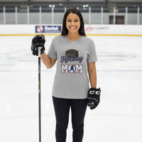 Hockey Mom Heartbeat T-Shirt Proud Sports Family Design ATHLETIC HEATHER - 6004 - FRONT