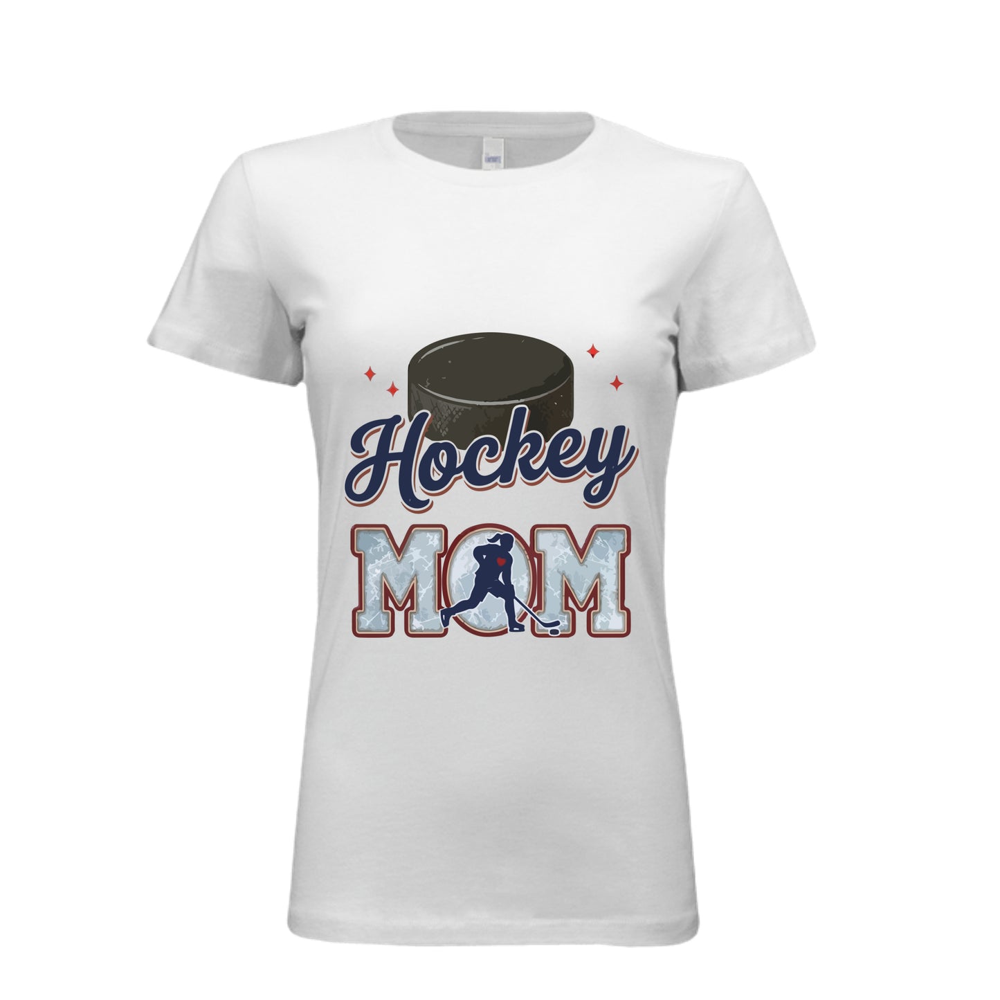 Hockey Mom Heartbeat T-Shirt Proud Sports Family Design WHITE - 6004 - FRONT