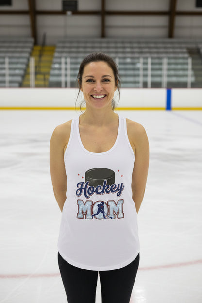 Hockey Mom Heartbeat Tank Top Proud Sports Family Design White - N1533 - FRONT