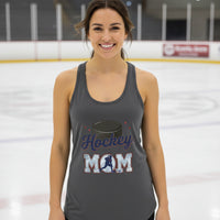 Hockey Mom Heartbeat Tank Top Proud Sports Family Design Dark Gray - N1533 - FRONT