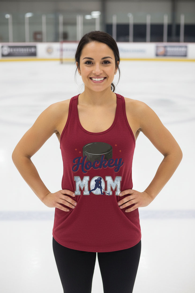 Hockey Mom Heartbeat Tank Top Proud Sports Family Design Scarlet - N1533 - FRONT