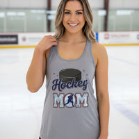 Hockey Mom Heartbeat Tank Top Proud Sports Family Design Heather Gray - N1533 - FRONT