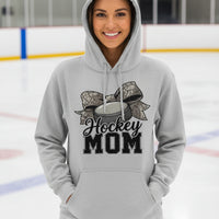 Hockey Mom Life – Chic Bow Game Day Statement Hoodie SPORT GREY - SF500 - FRONT