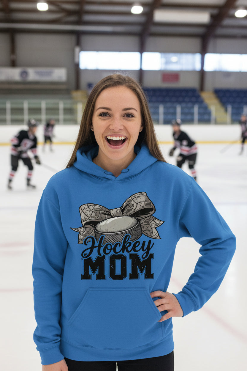 Hockey Mom Life – Chic Bow Game Day Statement Hoodie Royal - SF500 - FRONT