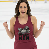 Hockey Mom Life – Chic Bow Game Day Statement Tank Top Scarlet - N1533 - FRONT