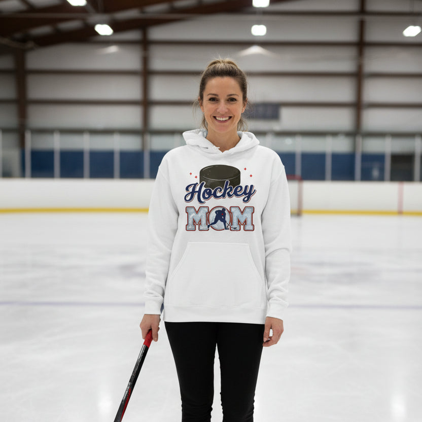 Hockey Mom Passion Player Silhouette Design Hoodie WHITE - SF500 - FRONT