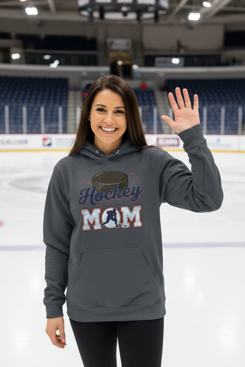 Hockey Mom Passion Player Silhouette Design Hoodie DARK HEATHER - SF500 - FRONT