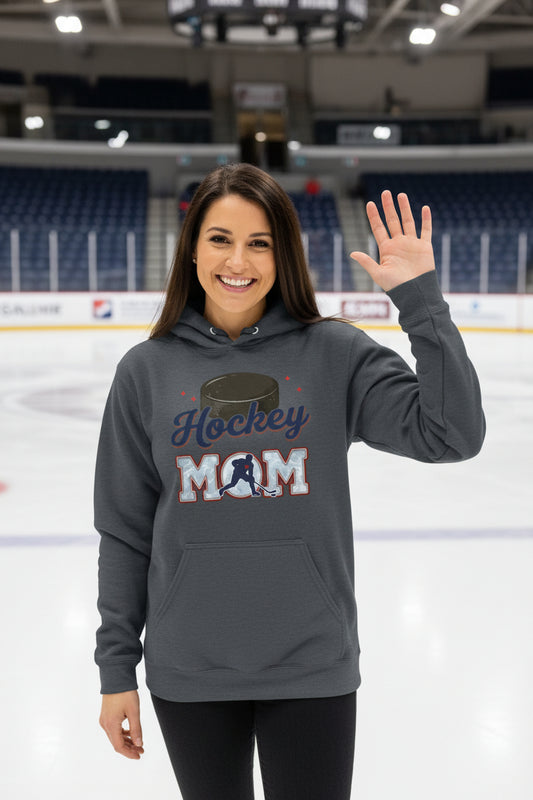 Hockey Mom Passion Player Silhouette Design Hoodie DARK HEATHER - SF500 - FRONT