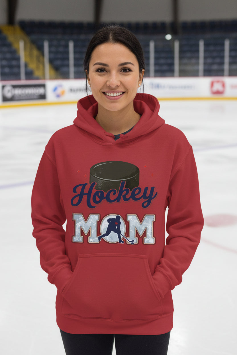Hockey Mom Passion Player Silhouette Design Hoodie RED - SF500 - FRONT