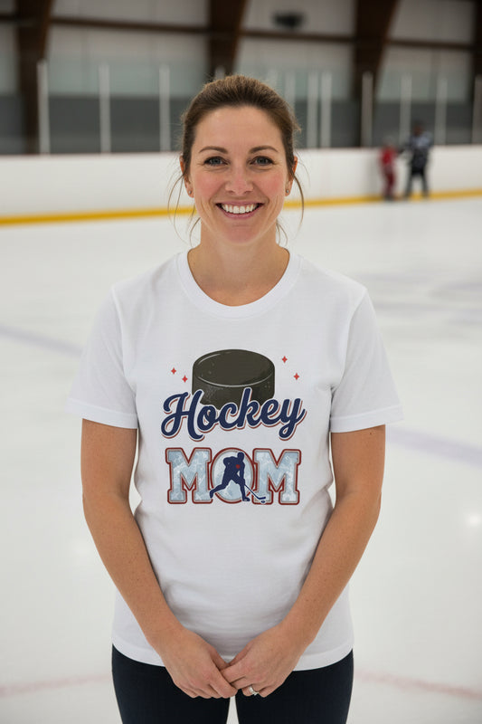 Hockey Mom Passion Player Silhouette Design T-Shirt WHITE - 6004 - FRONT