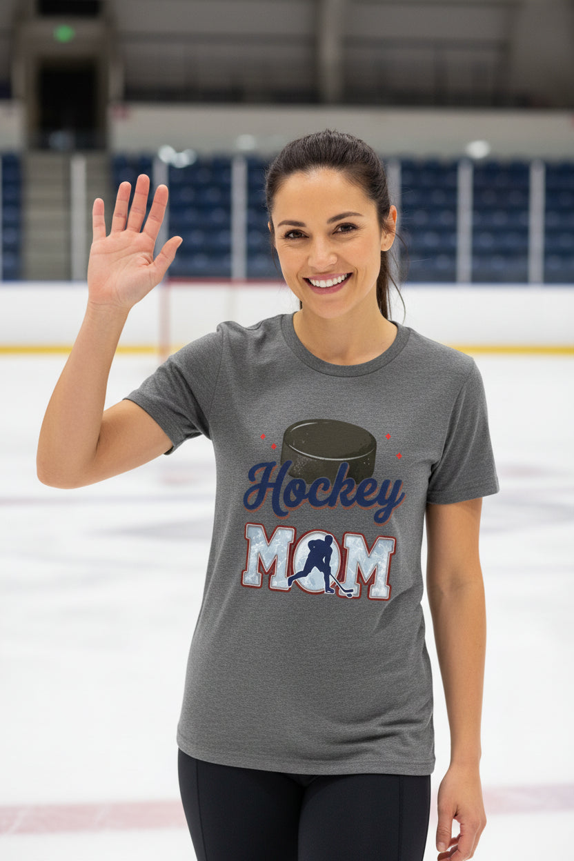 Hockey Mom Passion Player Silhouette Design T-Shirt DRK GREY HEATHER - 6004 - FRONT