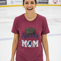 Hockey Mom Passion Player Silhouette Design T-Shirt MAROON - 6004 - FRONT