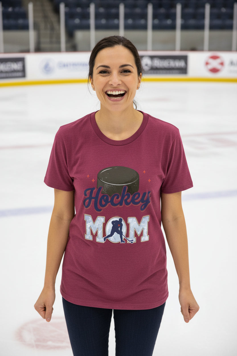 Hockey Mom Passion Player Silhouette Design T-Shirt MAROON - 6004 - FRONT