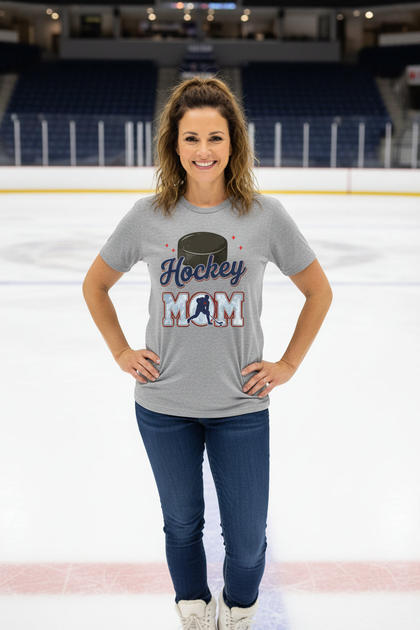 Hockey Mom Passion Player Silhouette Design T-Shirt ATHLETIC HEATHER - 6004 - FRONT