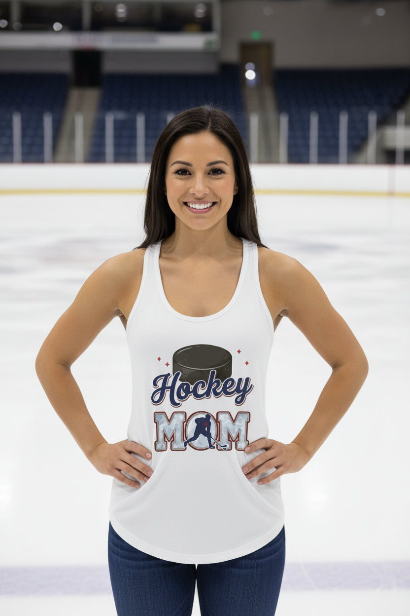Hockey Mom Passion Player Silhouette Design Tank Top White - N1533 - FRONT