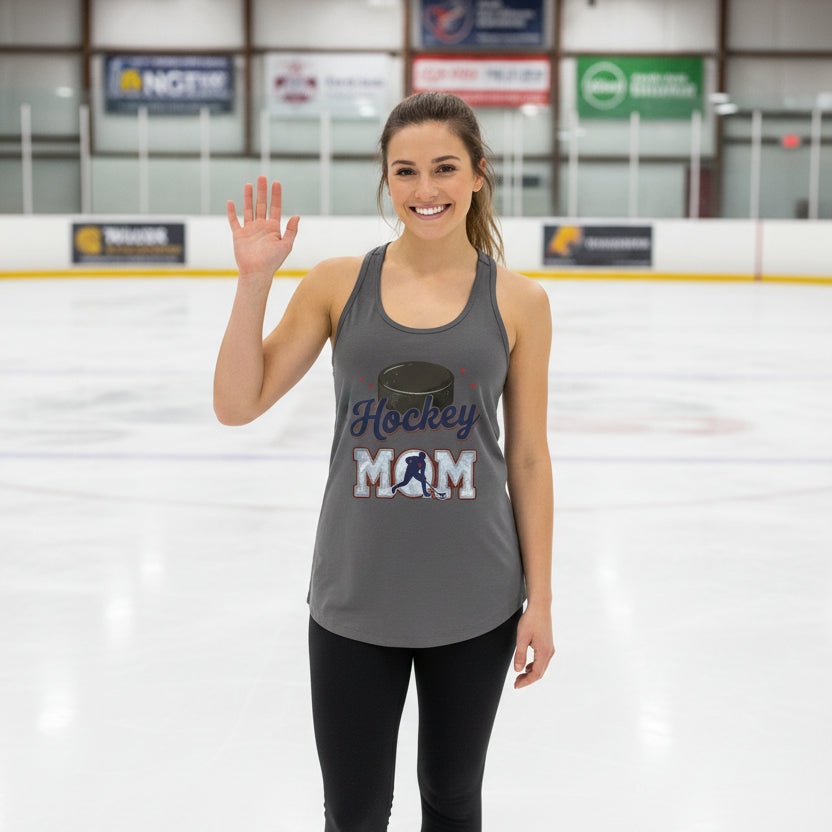 Hockey Mom Passion Player Silhouette Design Tank Top Dark Gray - N1533 - FRONT